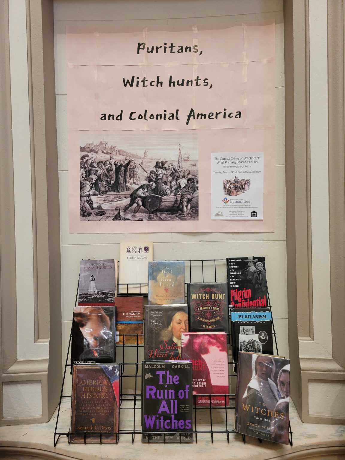 Book Display Featuring Several Books on the Witch Trials