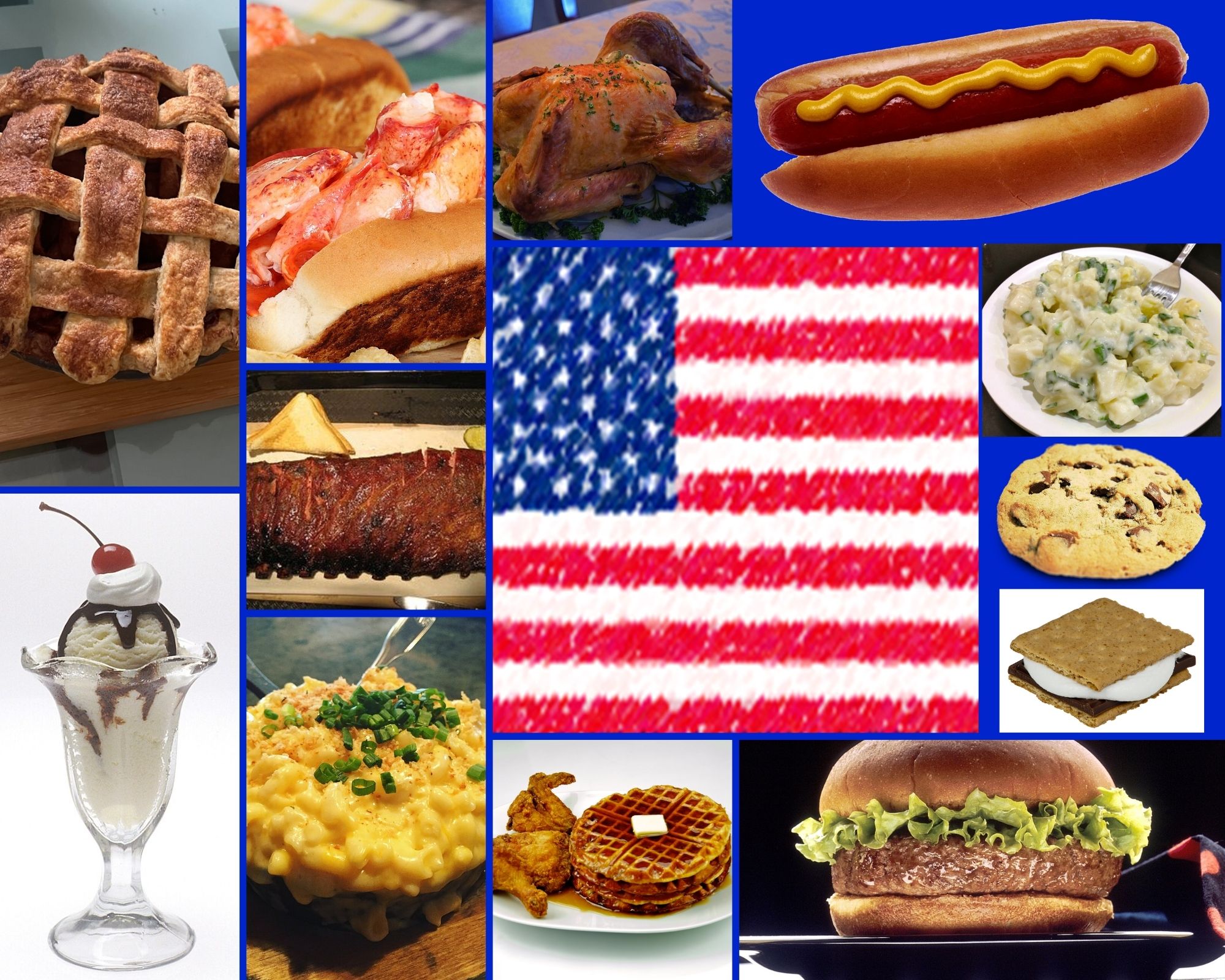 American Cuisine A collage of different American food items.
