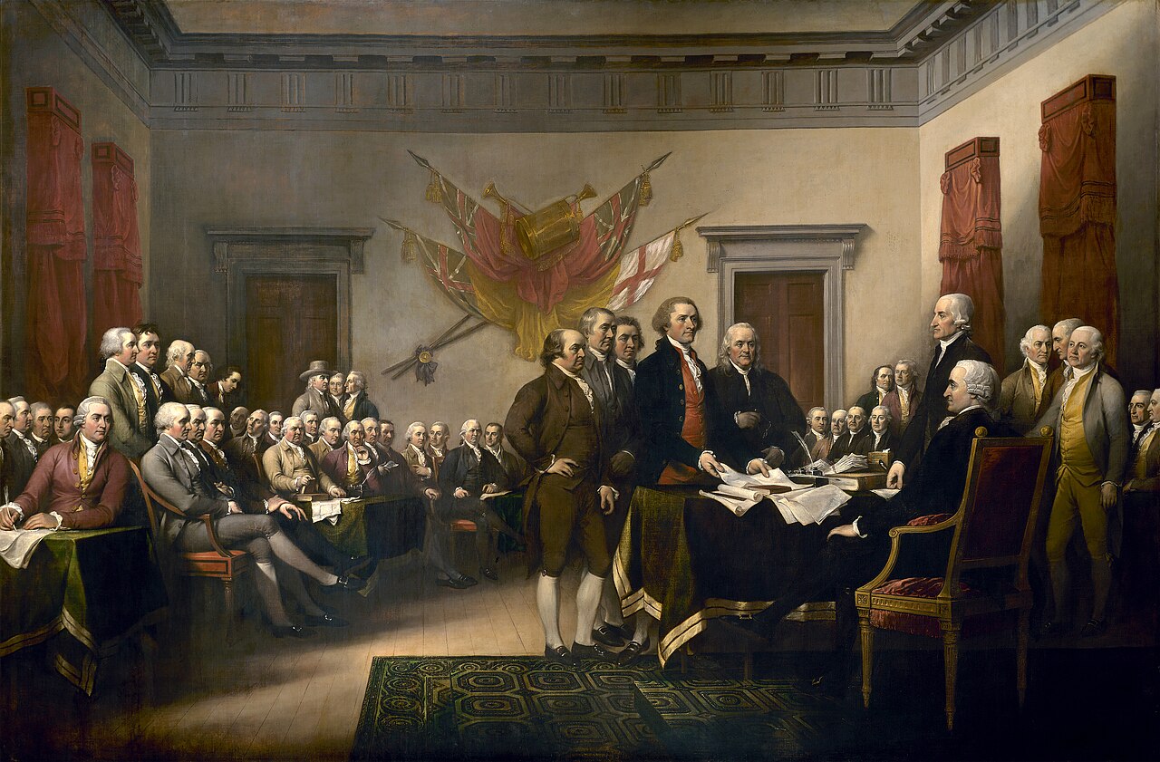 John Trumbull’s painting The Declaration of Independence depicts the presentation of the document to Congress